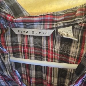 Fred David Men's Casual Plaid Shirt - Red, Black, and White